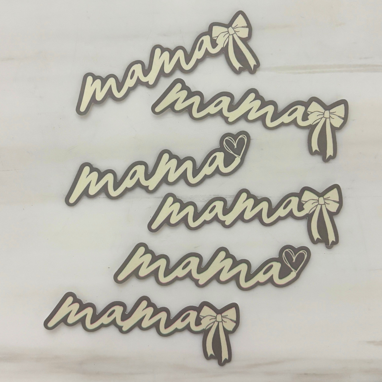 Mama Script Vinyl Sticker | Heart or Coquette Bow | 3.2" Water Bottle Sticker