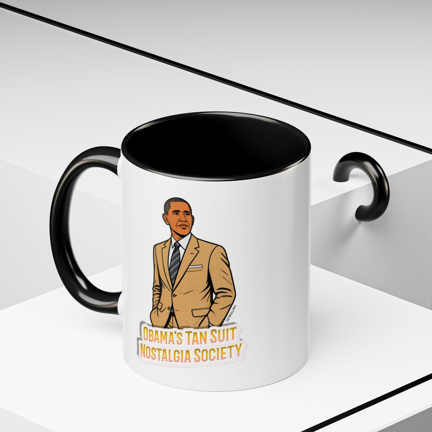 Obama's Tan Suit Nostalgia Society 11oz Black Accent Coffee Mug