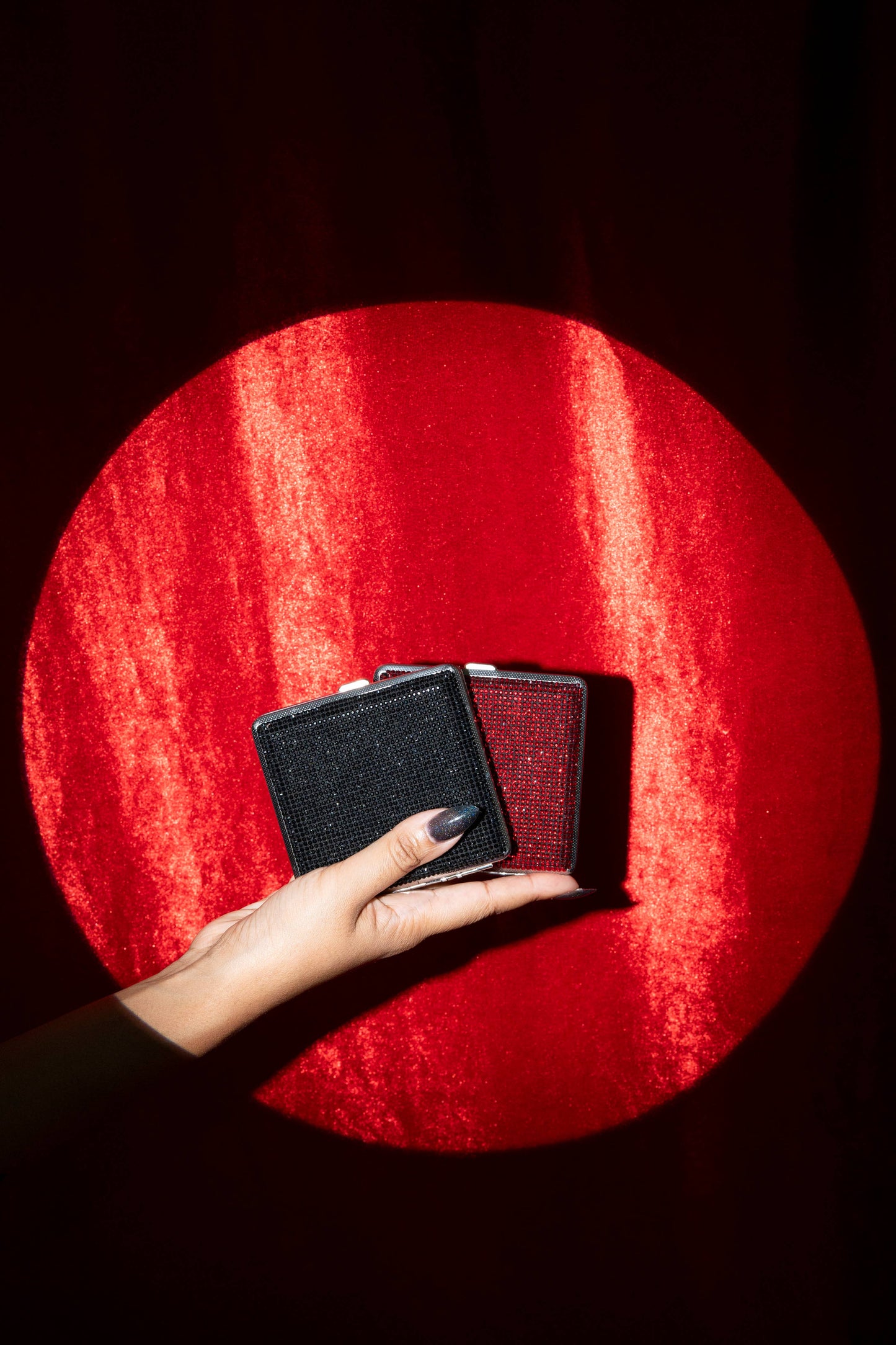 Red Rhinestone Cigarette Case | Glam Slim Disco Diva Sparkly Cig Case Holder