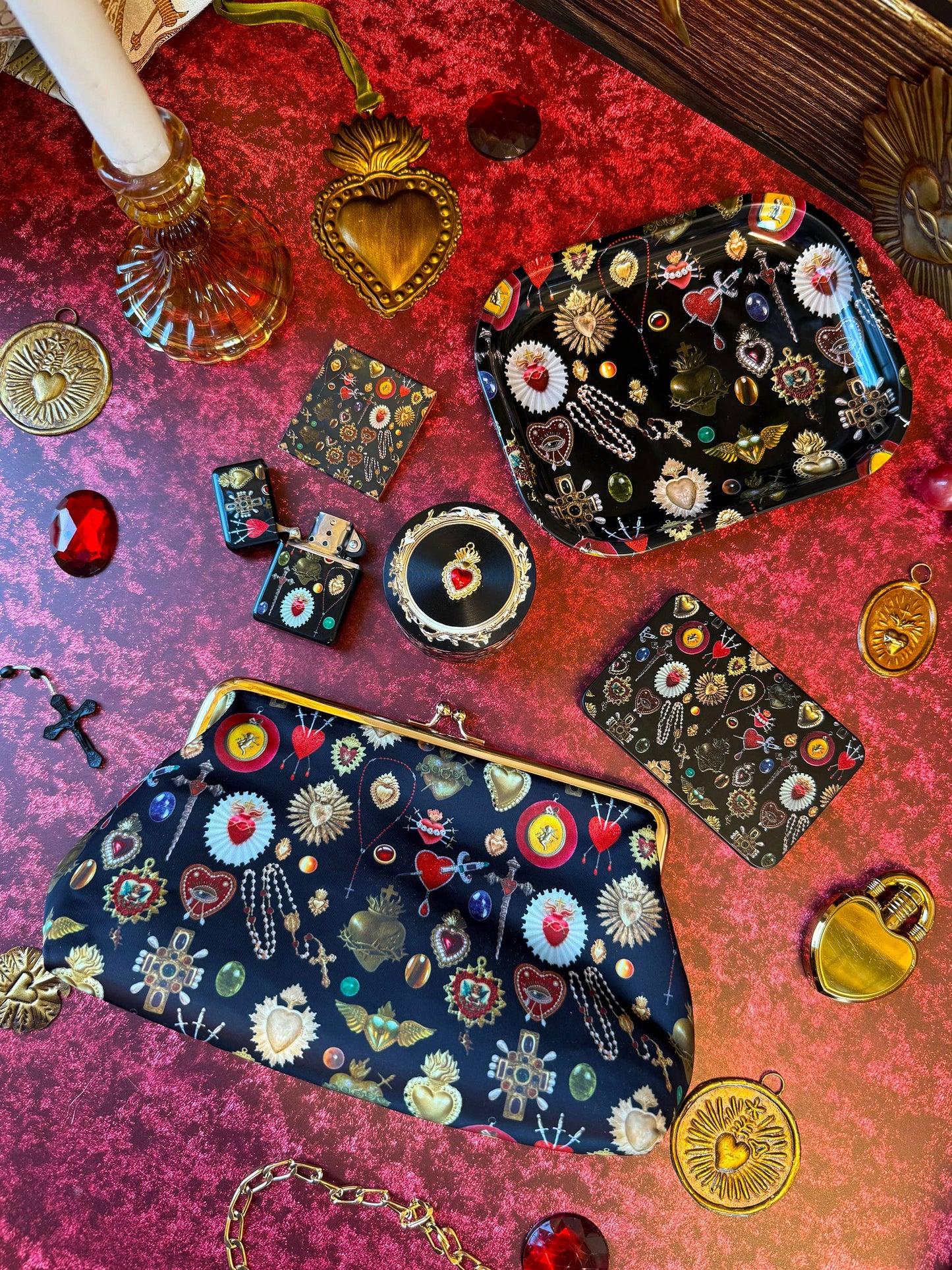 Sacred Heart Smell Proof Bag | Gothic Catholic Stash Bag | Religious Print Odor Proof Pouch