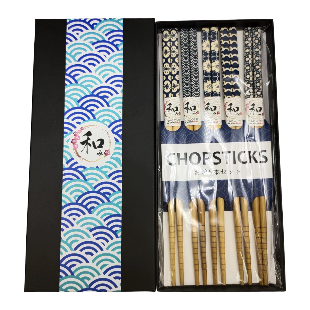 5-Piece Patterned Bamboo Chopsticks Set | Gift Box