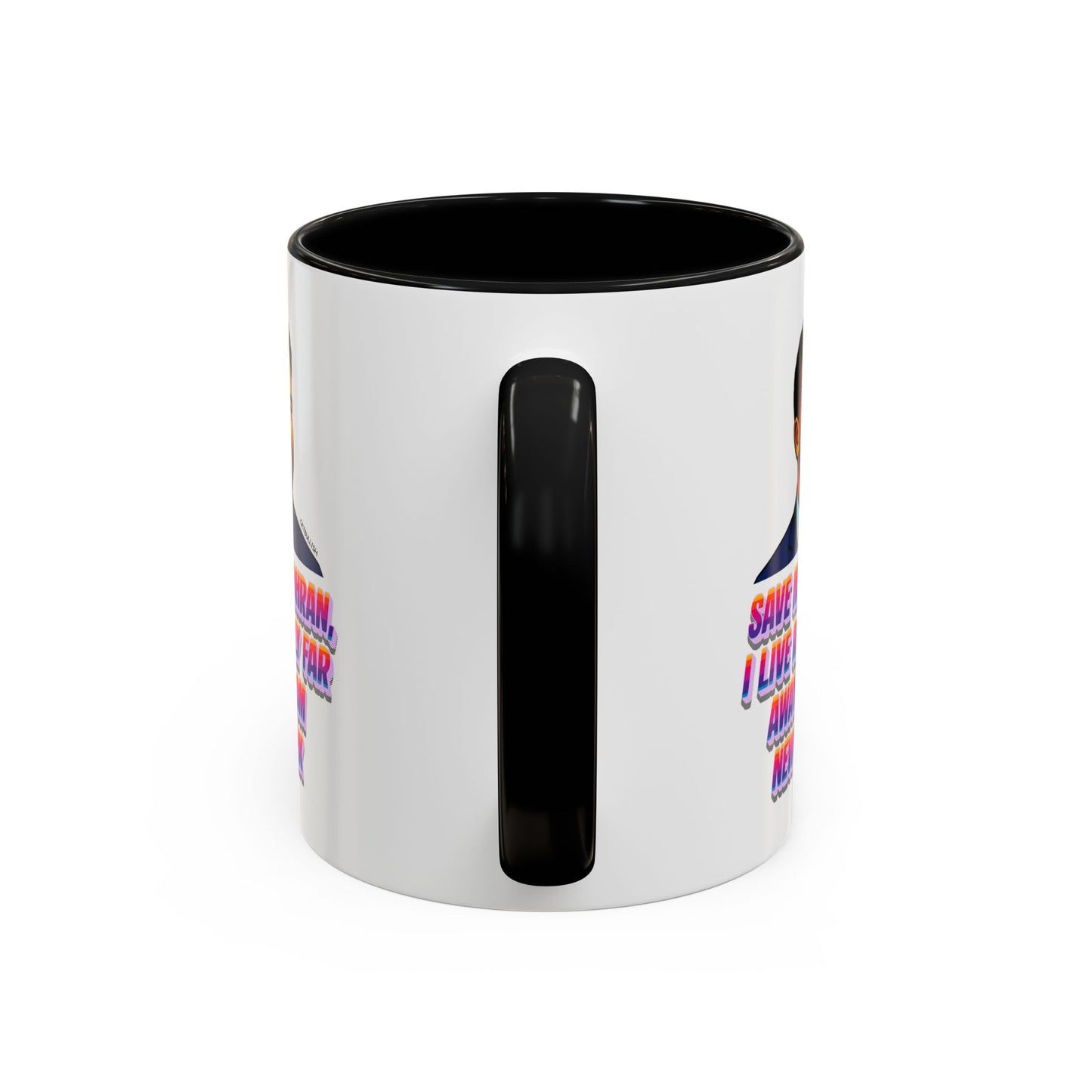 Save Me Zohran I Live Really Far Away from New York Mamdani 11oz Black Accent Coffee Mug