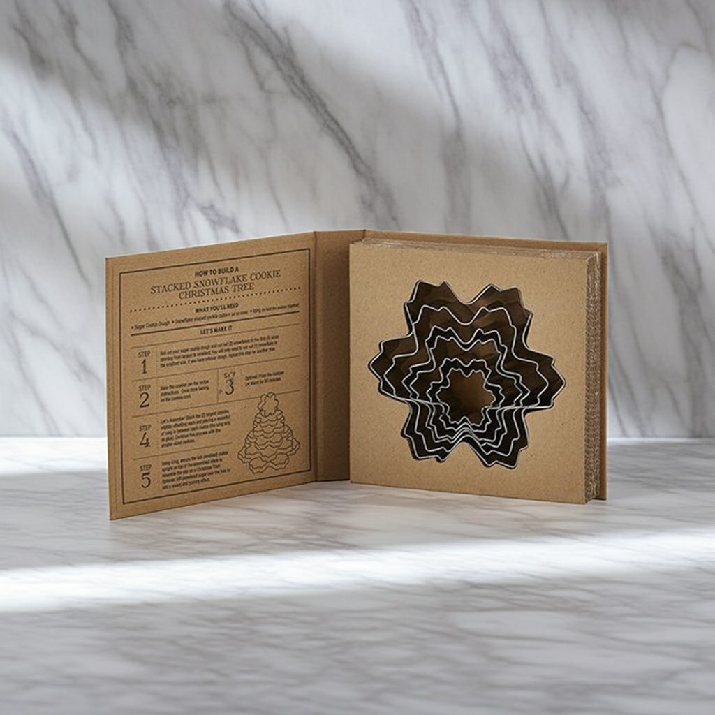 6-Piece Snowflake Cookie Cutter Set Book Box | Holiday Gift Set for Baker-Creative Brands-The Bullish Store