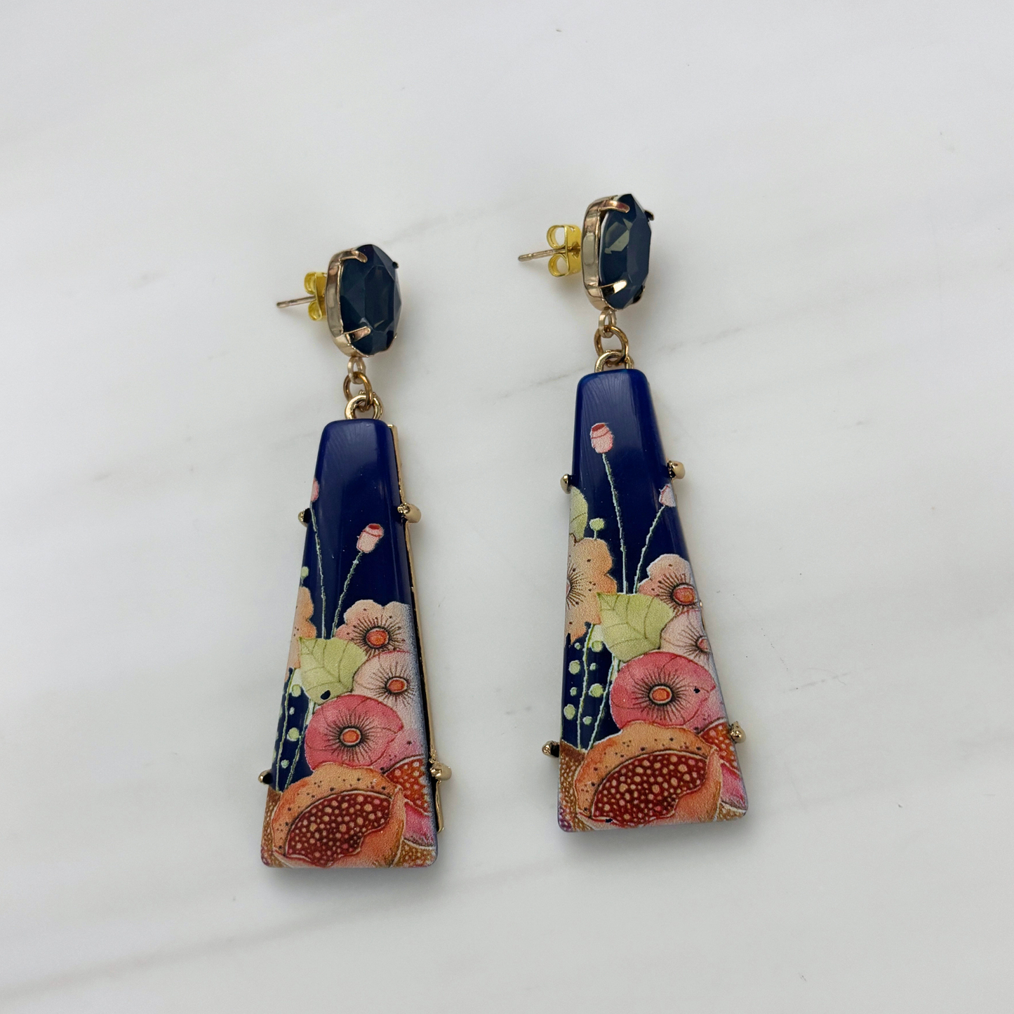 Japonesque Hand Painted Resin Drop Earrings