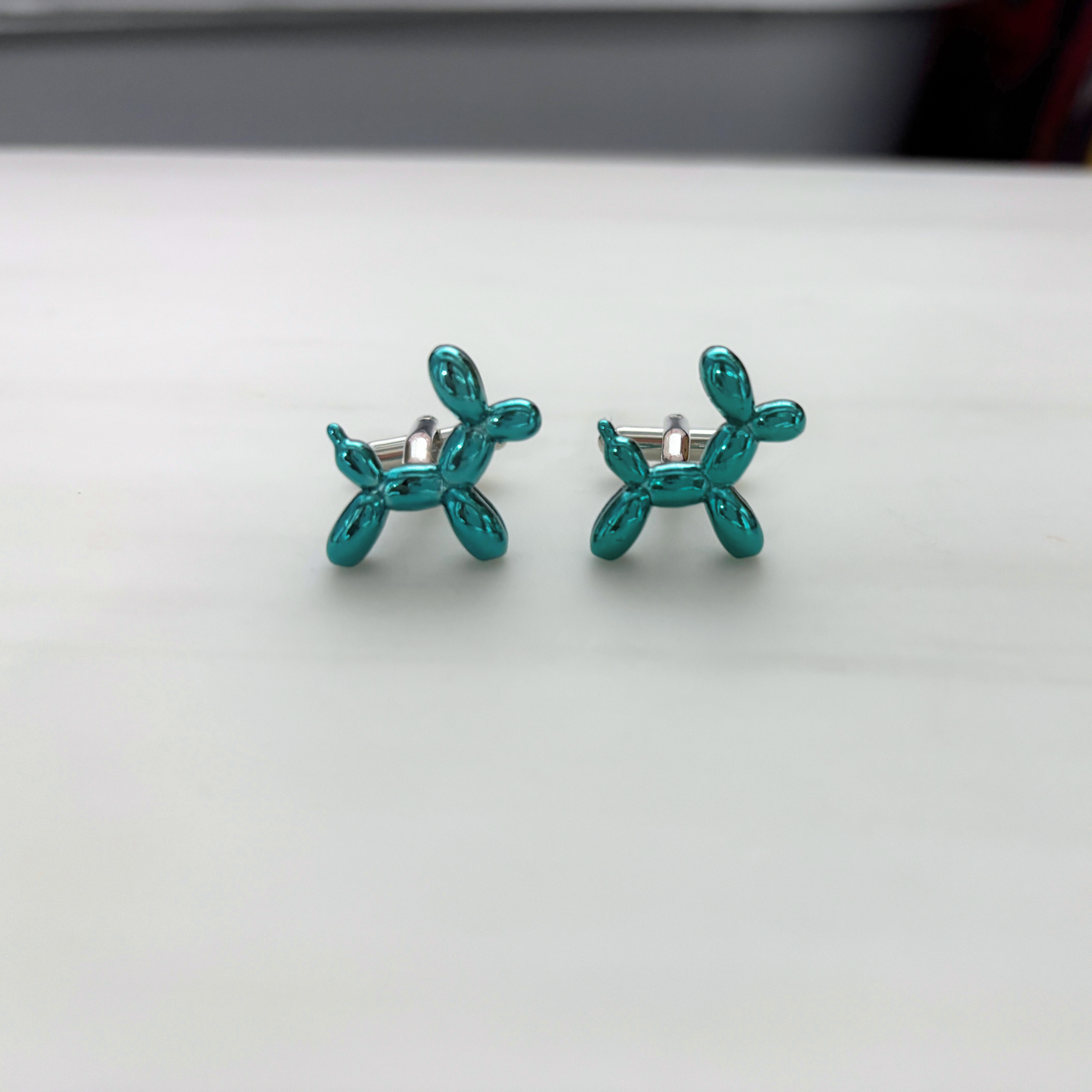 Balloon Dog Cufflinks | Blue & Silver Novelty Cufflinks | 0.75" | Pair