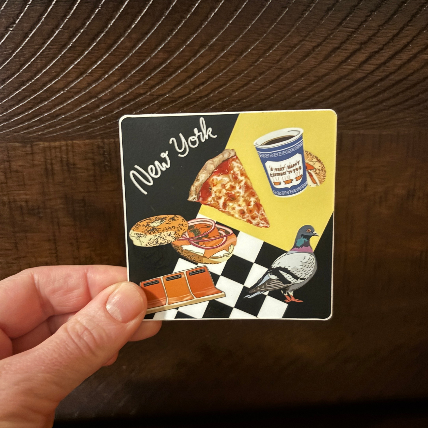 New York City Vinyl Sticker | Pigeon, Pizza, Bagel, Subway & Diner Coffee | 3"