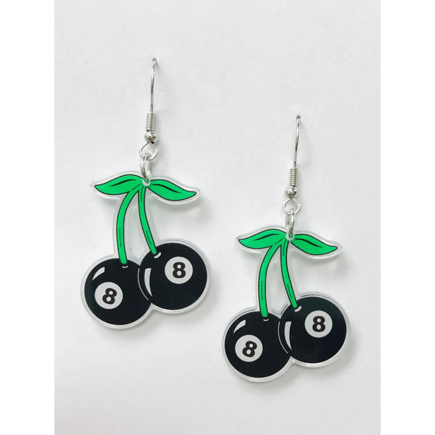 8 Ball Black Cherry Earrings | Fun Lightweight Acrylic Jewelry Gift for Her