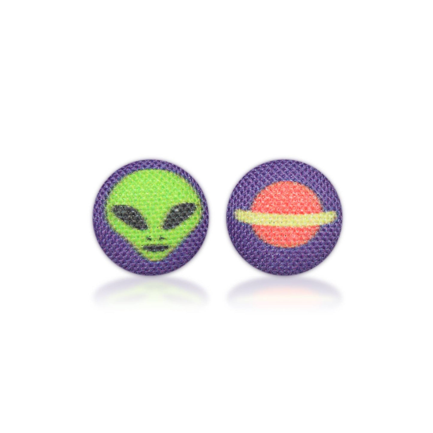 Alien Fabric Button Earrings | Handmade in the US