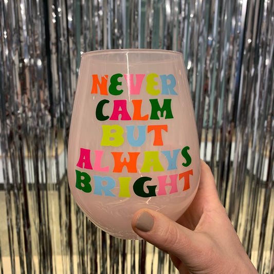 Always Bright Jumbo Stemless Wine Glass in Pink Tinted Glass | Pastel Christmas | 30 oz. Holds an Entire Bottle of Wine!