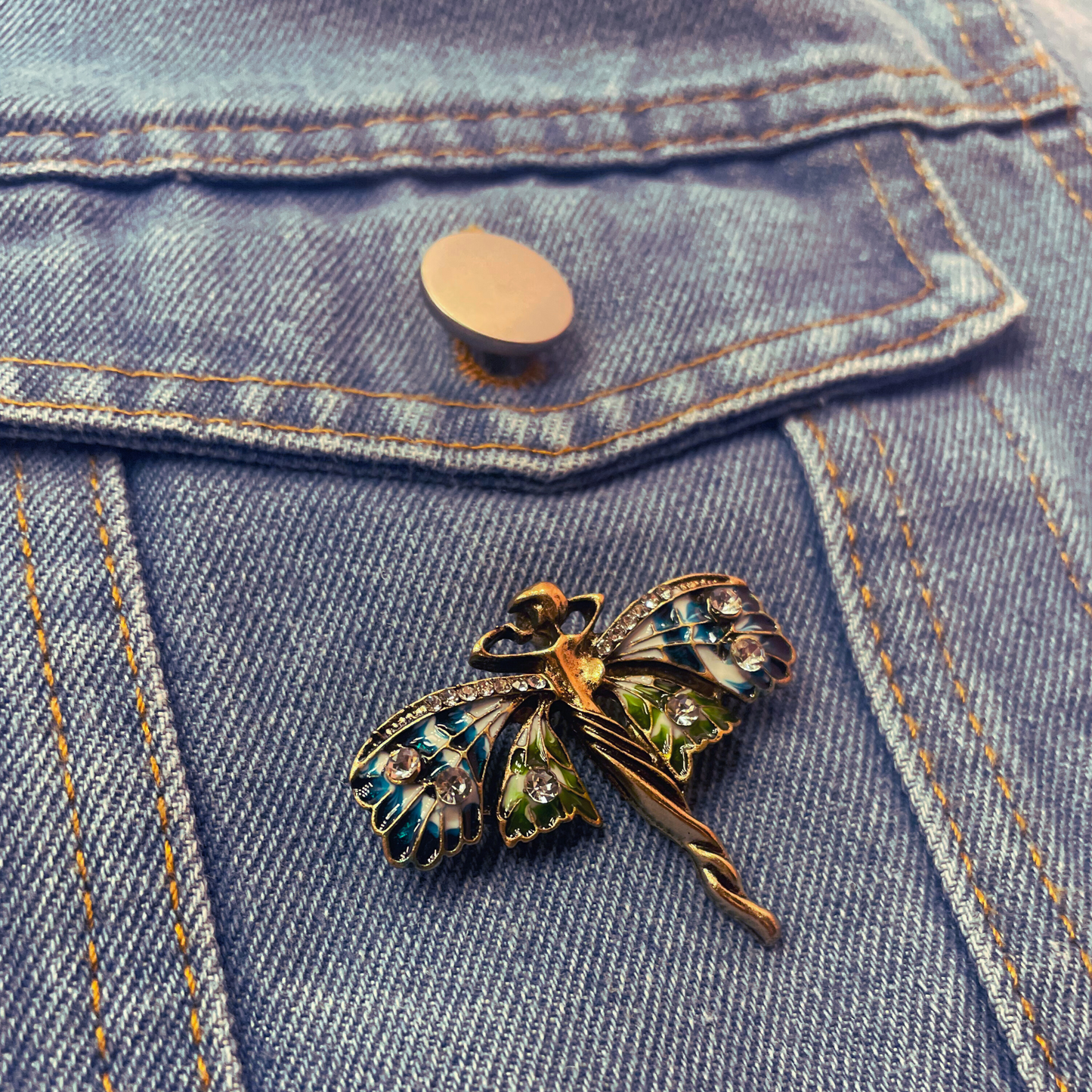 Art Nouveau Fairy Brooch | Vintage Enchanted Fairytale Pin 1.8" x 1.6"