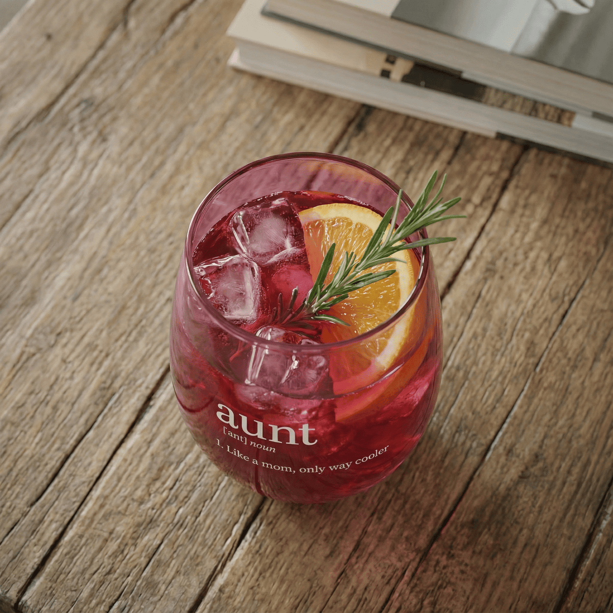 Aunt Jumbo Stemless Wine Glass in Pink | 30 Oz. | Holds an Entire Bottle of Wine