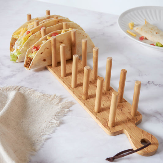 Aztec Pattern Wood Taco Holder | Holds Up To 8 Tacos