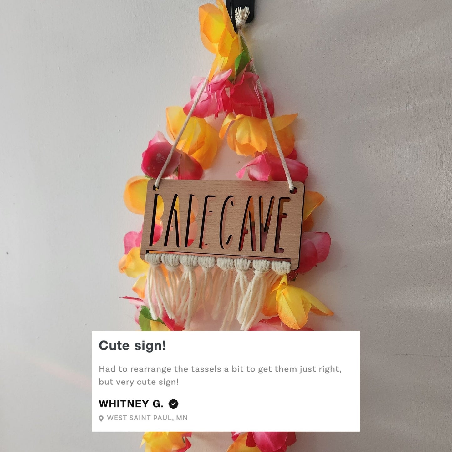 Babe Cave Wood Door Sign | Natural Beech Wood Room Decor