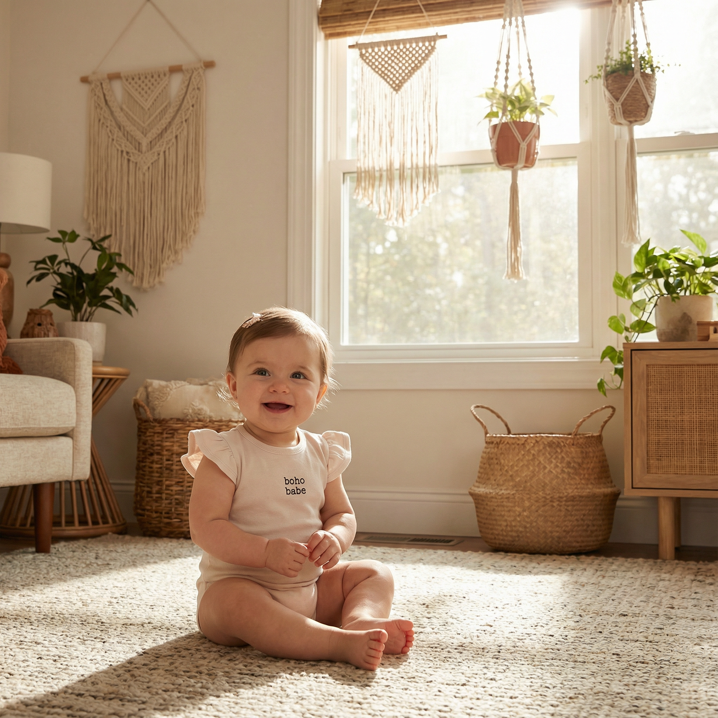 Baby Gift "Boho Babe" Ruffle Sleeve Snapshirt | Baby Infant Bodysuit | Size 6-12 Months