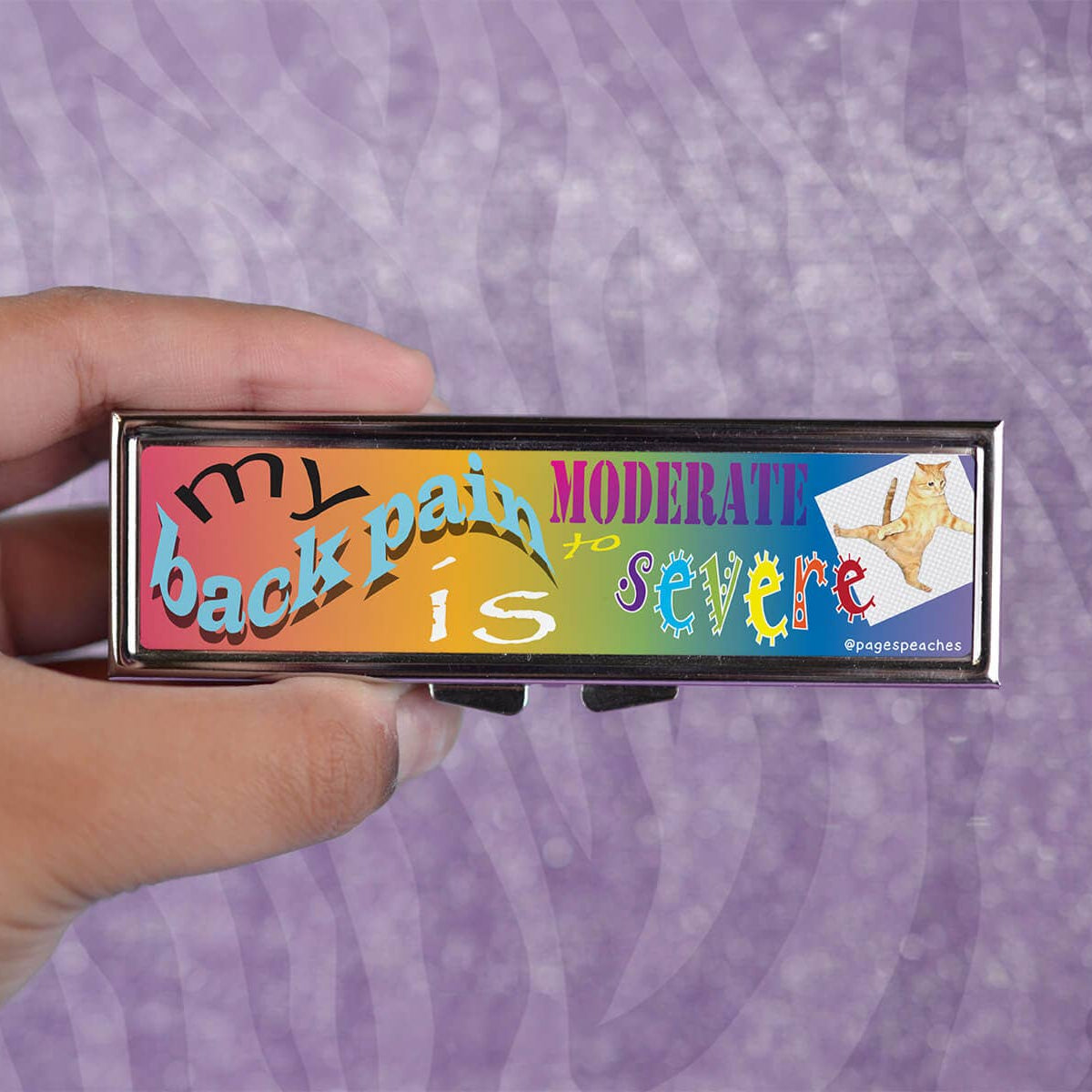 Back Pain Mini 7-Day Pill Case | 1.25" x 4" x 0.75"