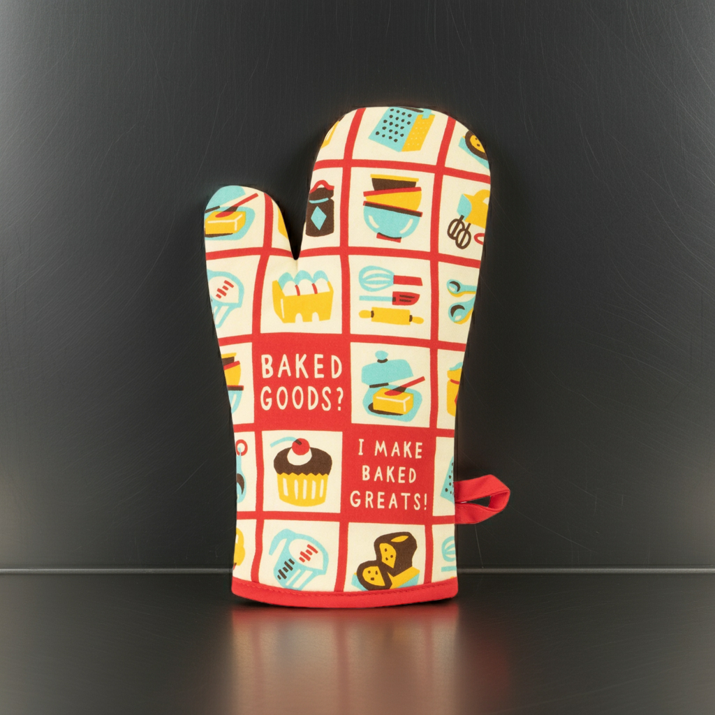 Baked Goods? I Make Baked Greats! Oven Mitt | Thermal Pot Holder | BlueQ at GetBullish