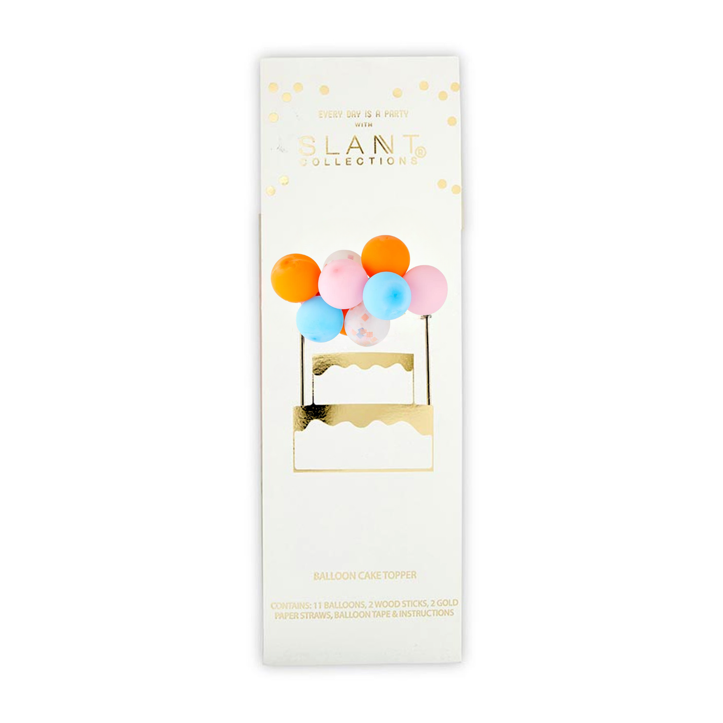 Balloon Cake Topper Orange Blue Pink | Colorful Party Cake Decoration