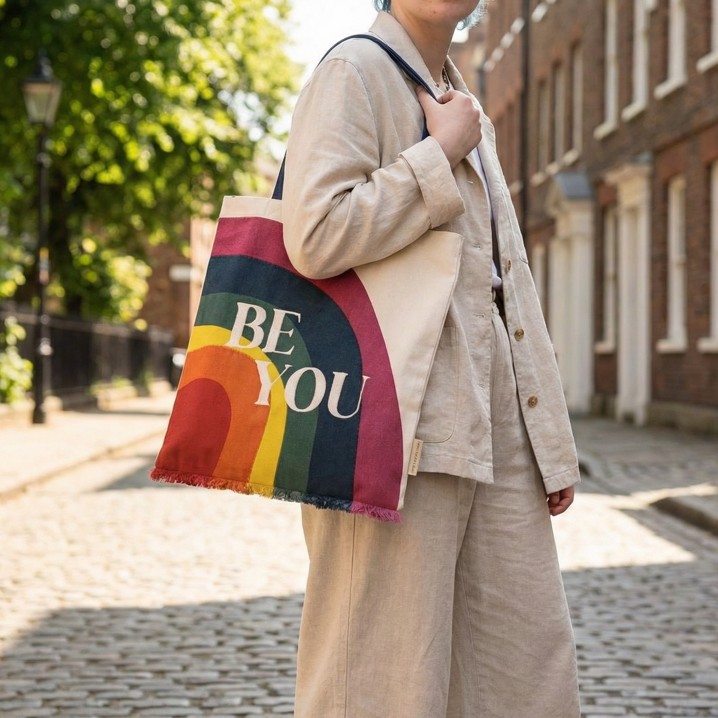 Be You Rainbow Pride Cotton Tote Bag | Embroidered LGBTQ+ Reusable Bag