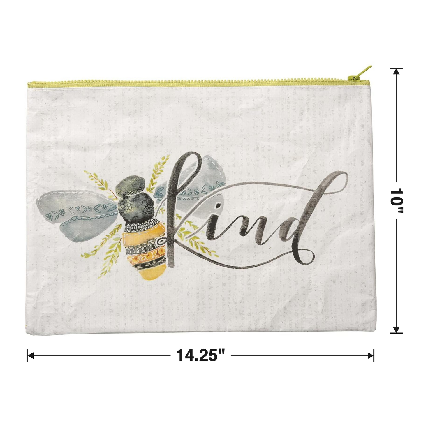 Bee Kind Jumbo Pouch | Recycled Bee Floral Letter Size Zipper Folder-Primitives by Kathy-The Bullish Store