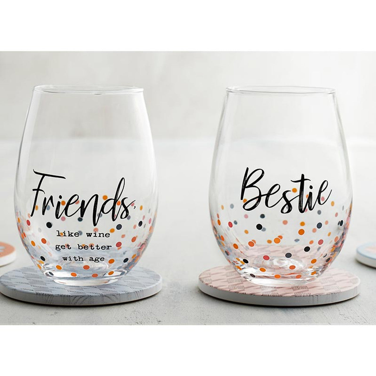 Bestie Stemless Wine Glass | Drinkware Friendship Gift | 20oz