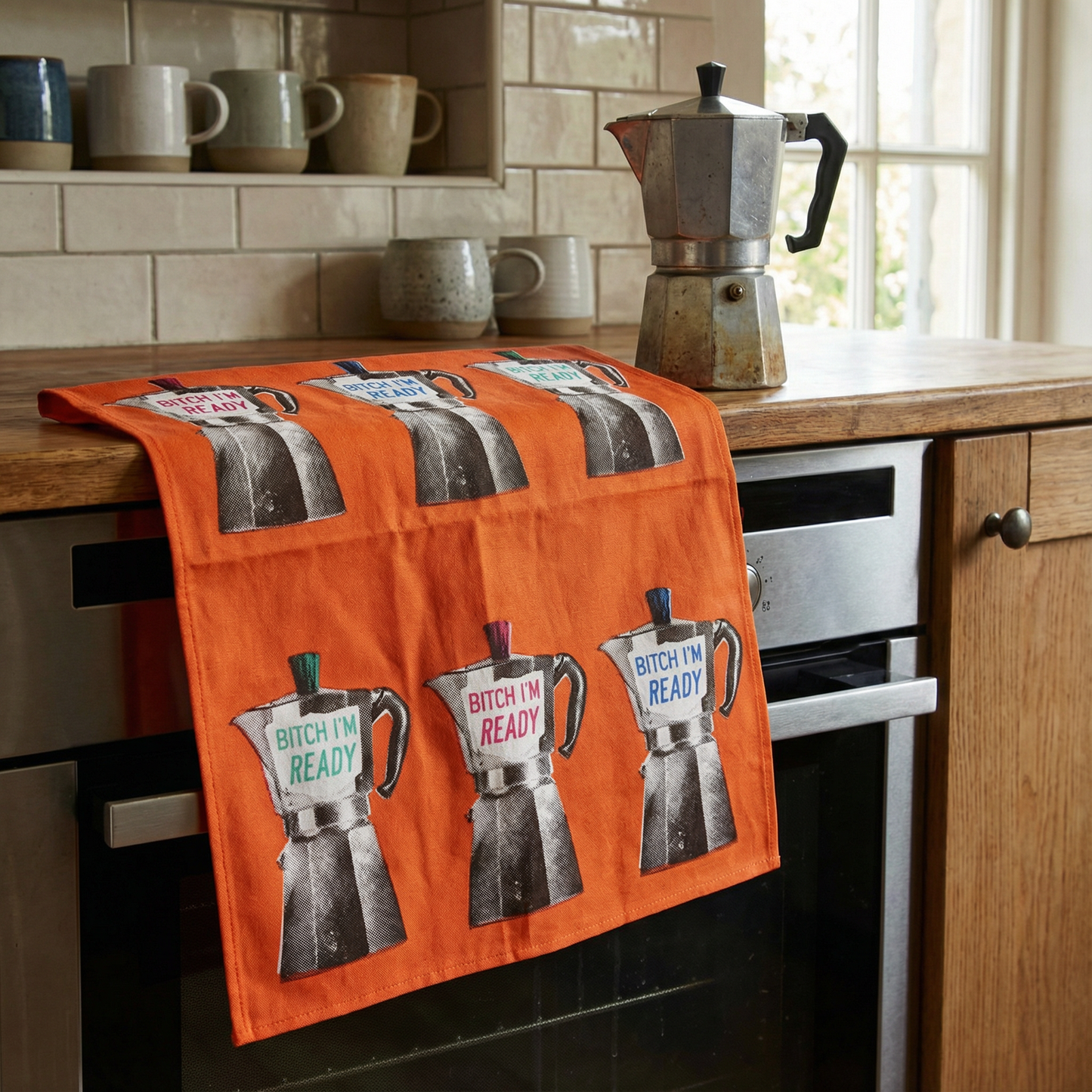 Bitch I'm Ready Funny Screen-Printed Snarky Dish Cloth Towel | BlueQ at GetBullish