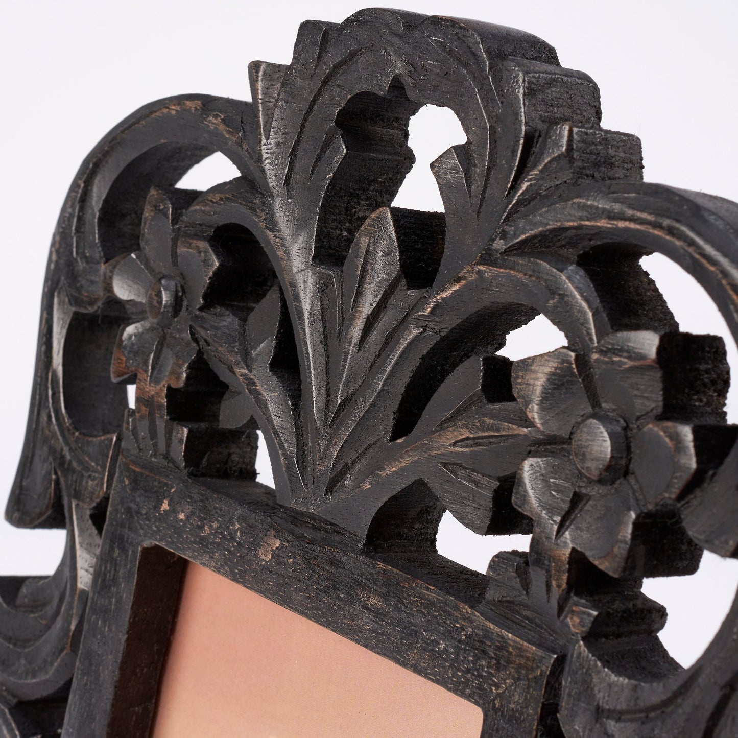 Black Filigree Wood & Glass Photo Frame | Fits 4" x 6" | 8.5" x 13.5"