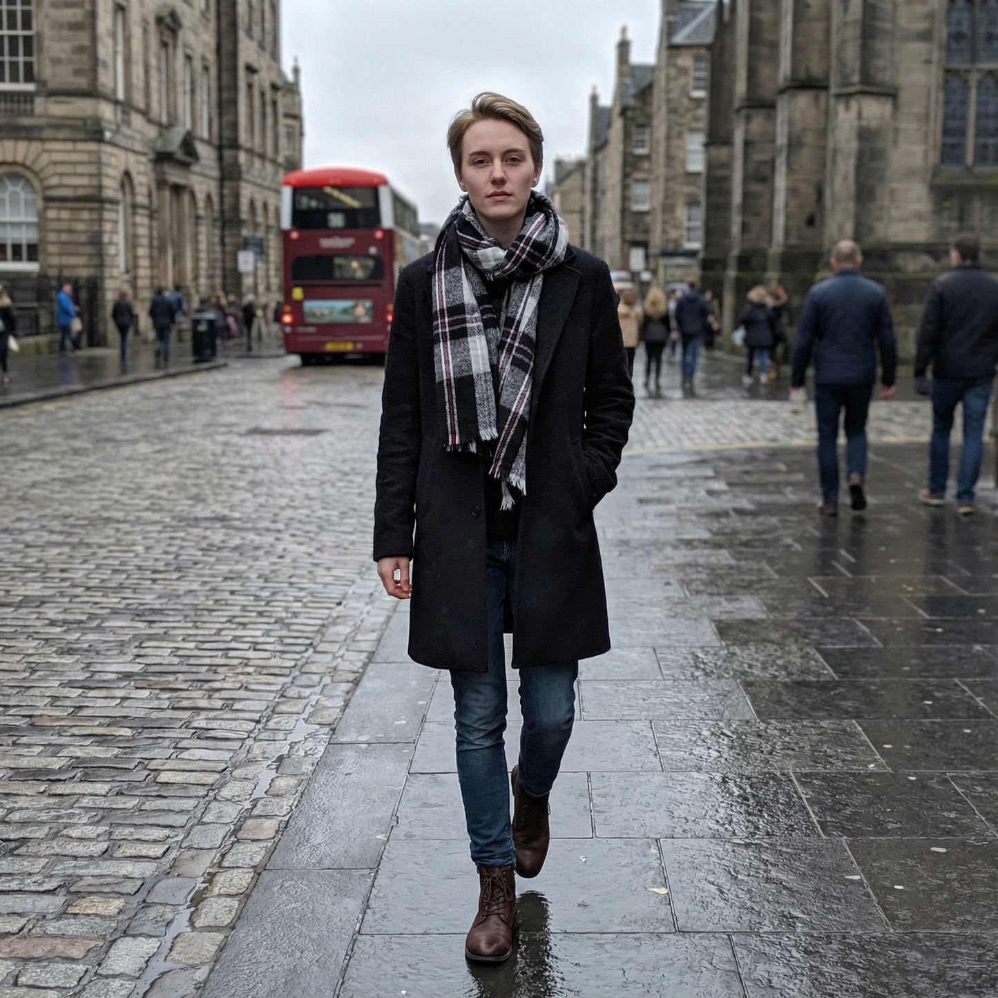 Black Plaid Classic Warm and Cozy Unisex Blanket Scarf | 28" x 71"