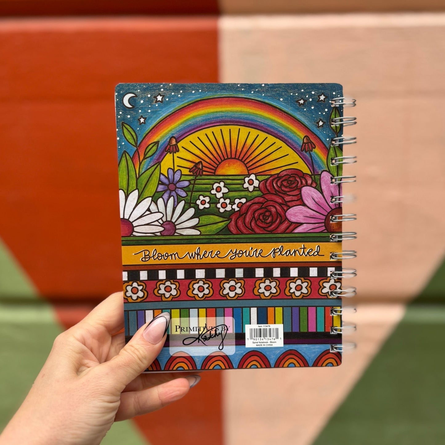 Bloom Where You're Planted Spiral Notebook | Woodburned Flowers & Rainbow Designs Journal