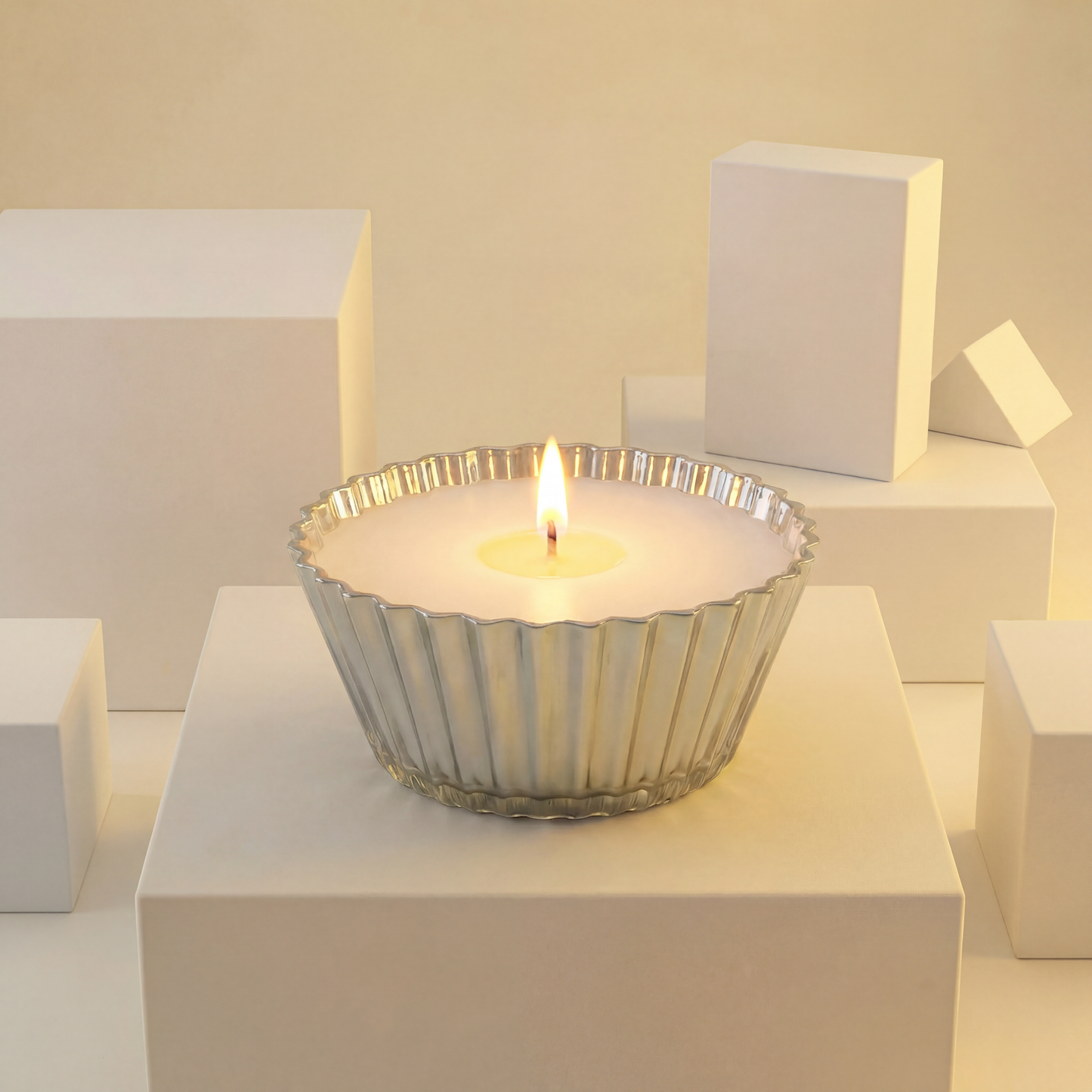 Blue Cupcake Candle | Vanilla Bourbon Cream Scented Glass Candle