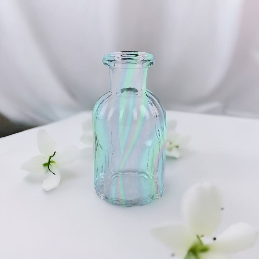 Blue Iridescent Glass Mini Bud Vase