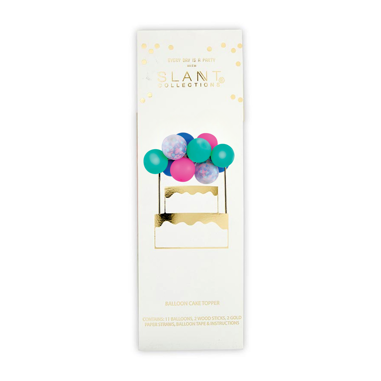 Blue & Teal Balloon Cake Topper | Mini Confetti Balloon Party Cake Decoration