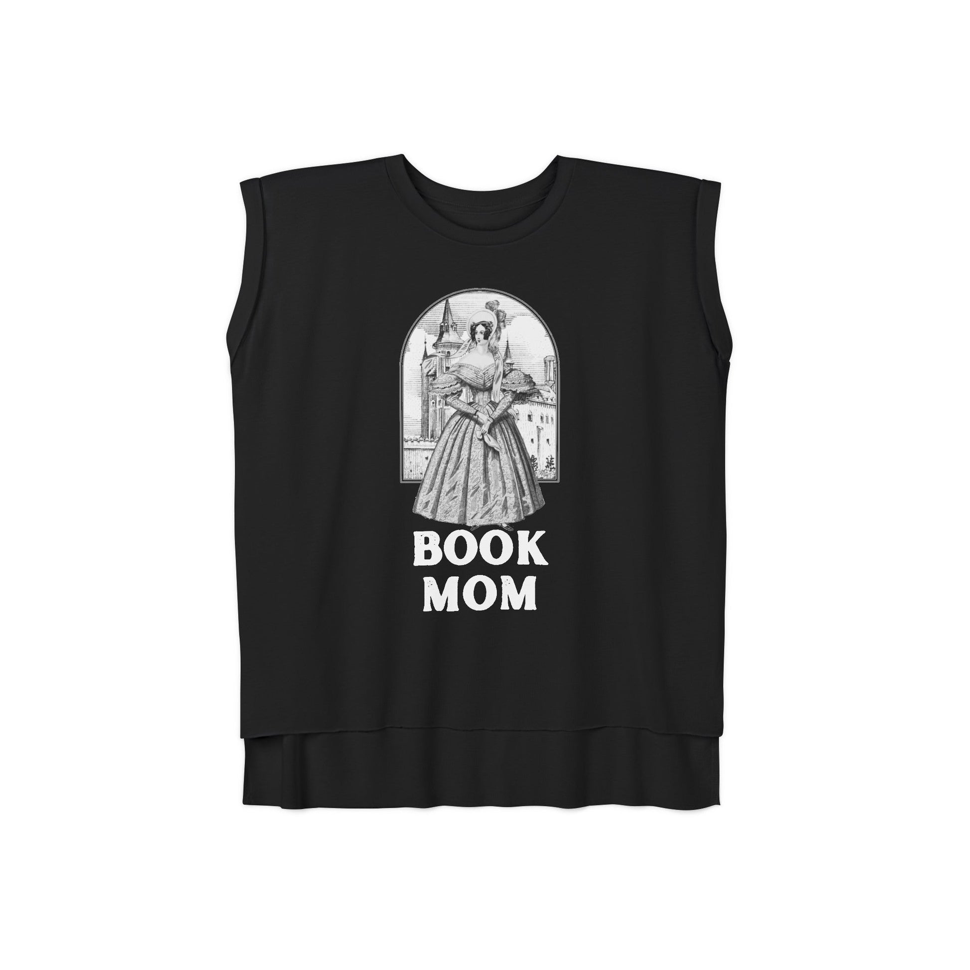 Book Mom Women’s Flowy Rolled Cuffs Muscle Tee | Mothers Day Bibliophile Book Lovers