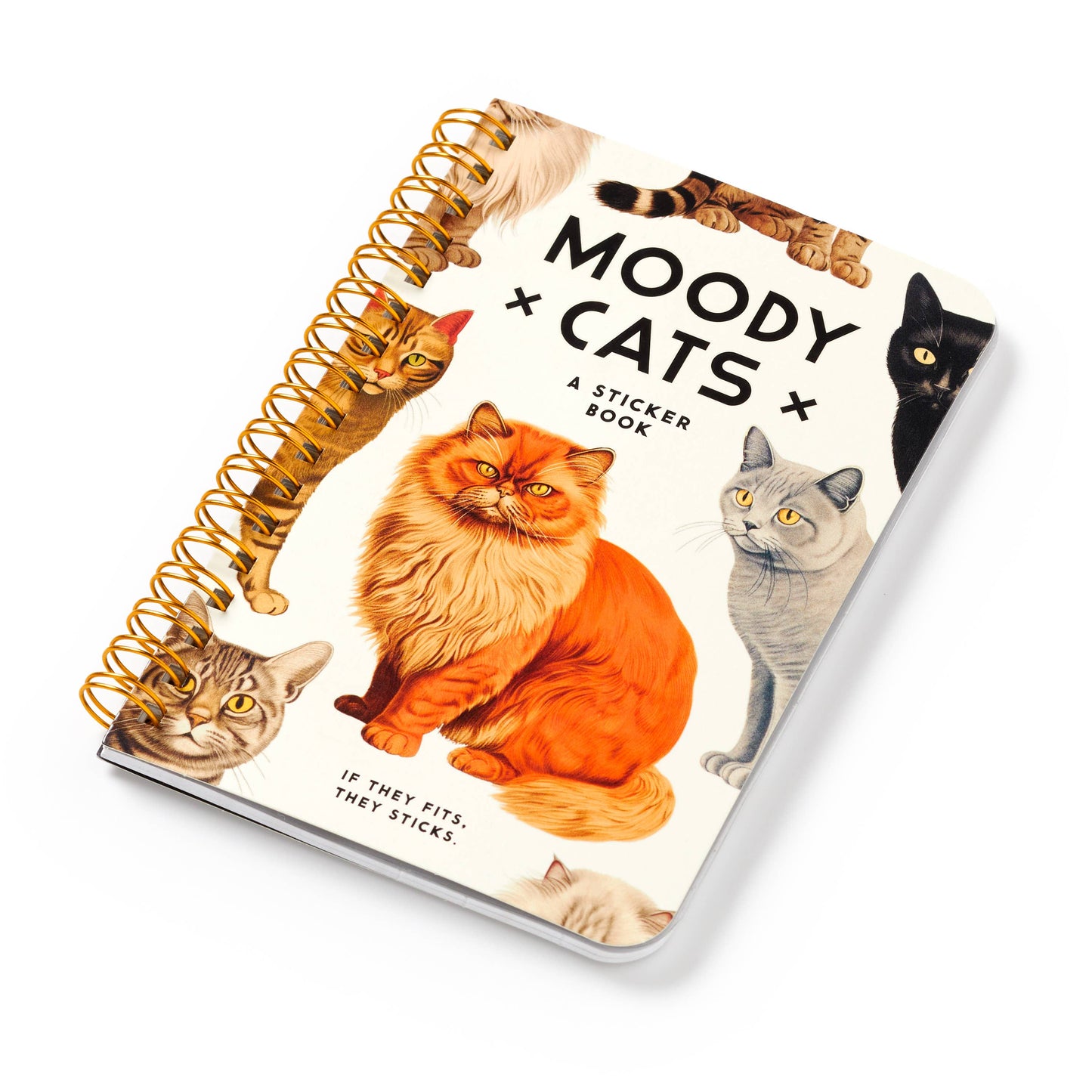 Brass Monkey Moody Cats Sticker Book | Funny Vintage Cat Stickers for Adults