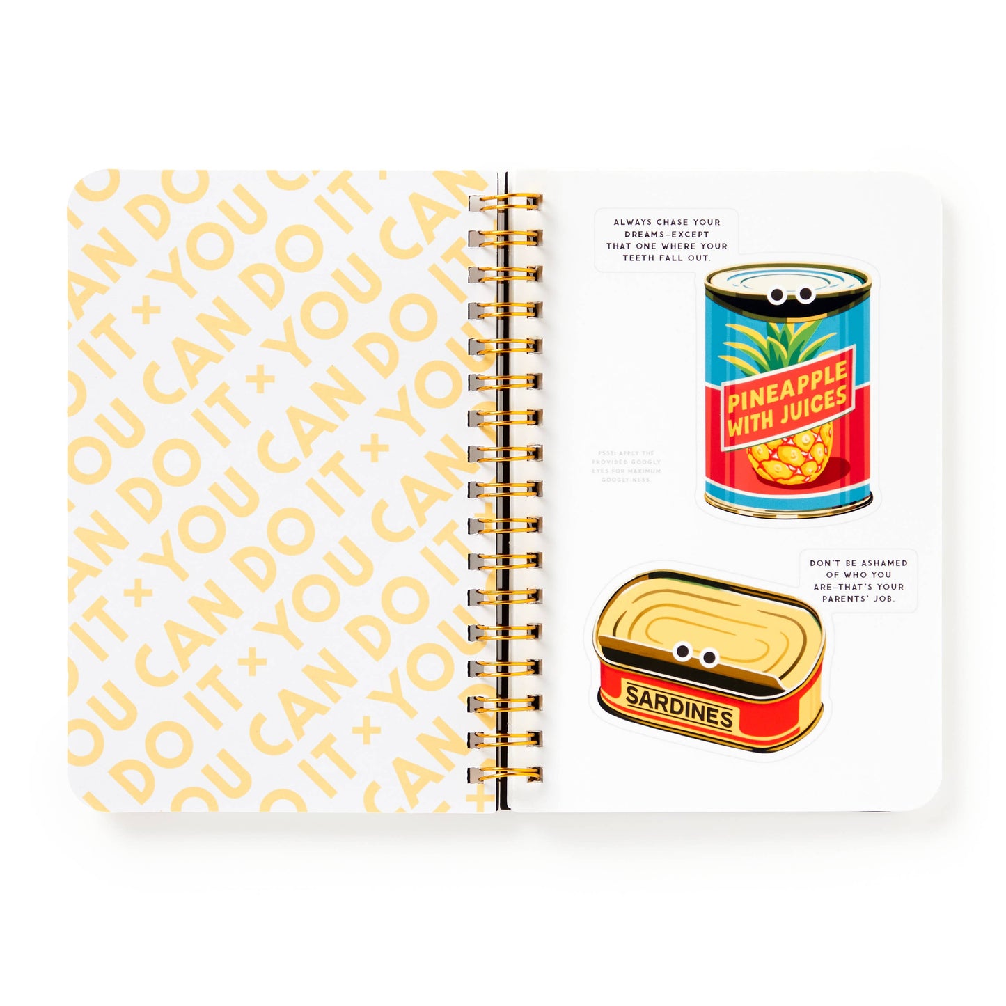 Brass Monkey You Can Do It Googly Sticker Book | Googly-eyed Cans Decals