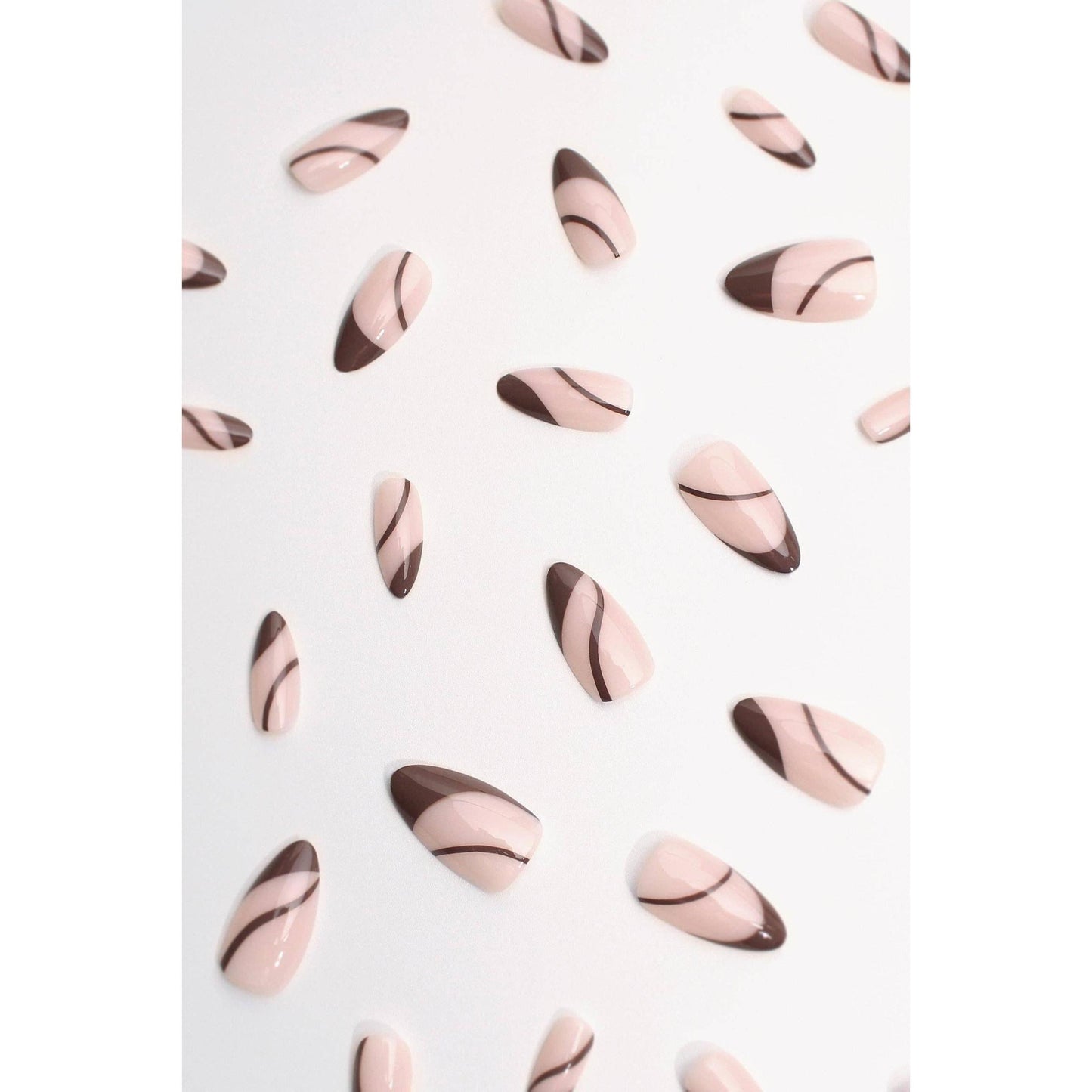 Brewed Serenade Press-On Nails | Coffee Brown Swirl Nails | Cozy & Reusable