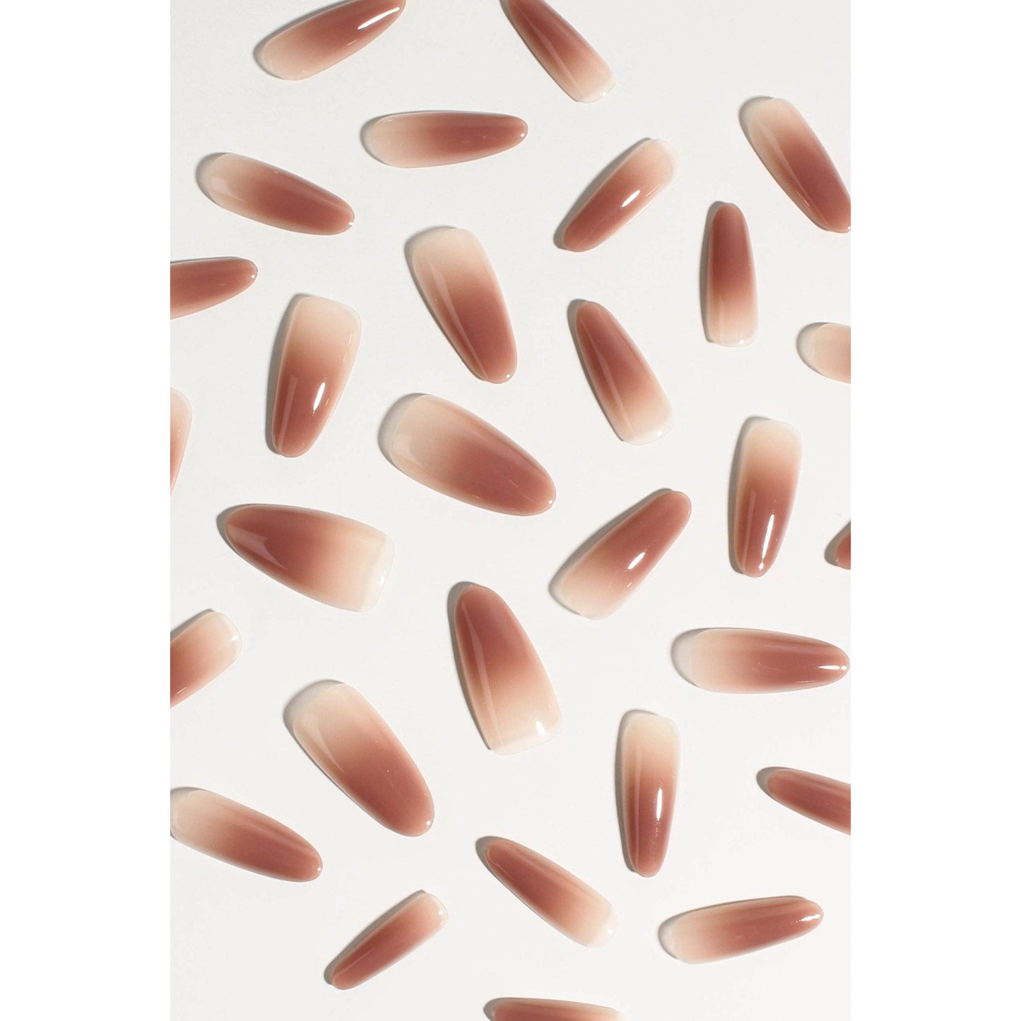 Brown Sugar Drip Press-On Nails | Caramel Brown Gradient, Glossy & Reusable