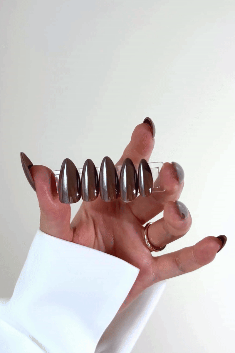 Brown Sugar Pop Press-On Nails | Espresso Brown High-Gloss Nails | Reusable & Non-Toxic