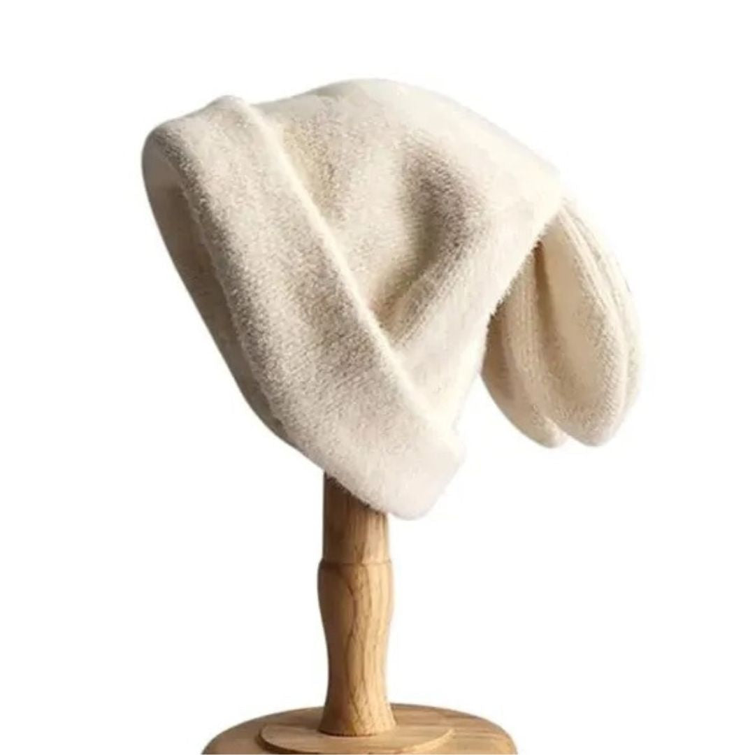 Bunny Ears Beanie Hat in Black or Winter White