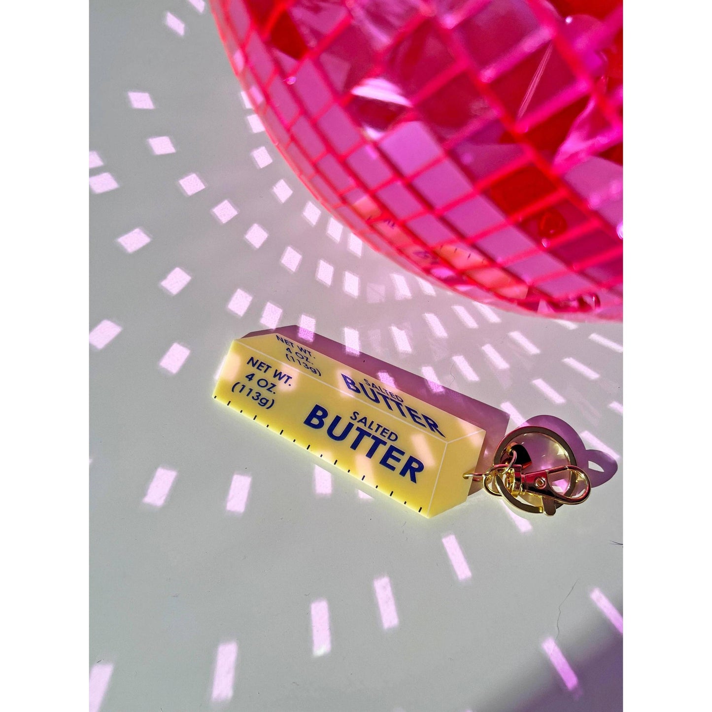 Butter Double-Sided Keychain | Acrylic Key Holder with Gold Clasp | 4" Long