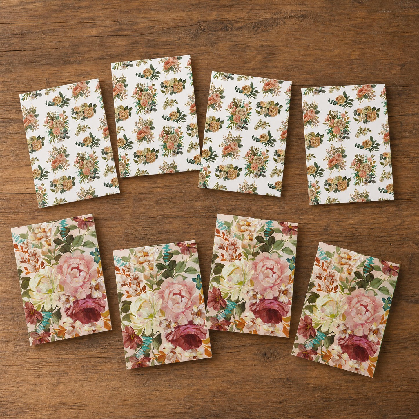 Cabbage Rose Watercolor Note Card Set of 8