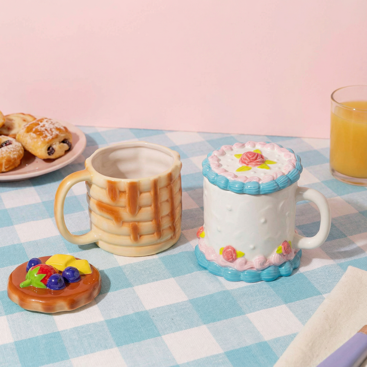 Cake Mug and Pancake Mug Set | Graphic Coffee Tea Cup