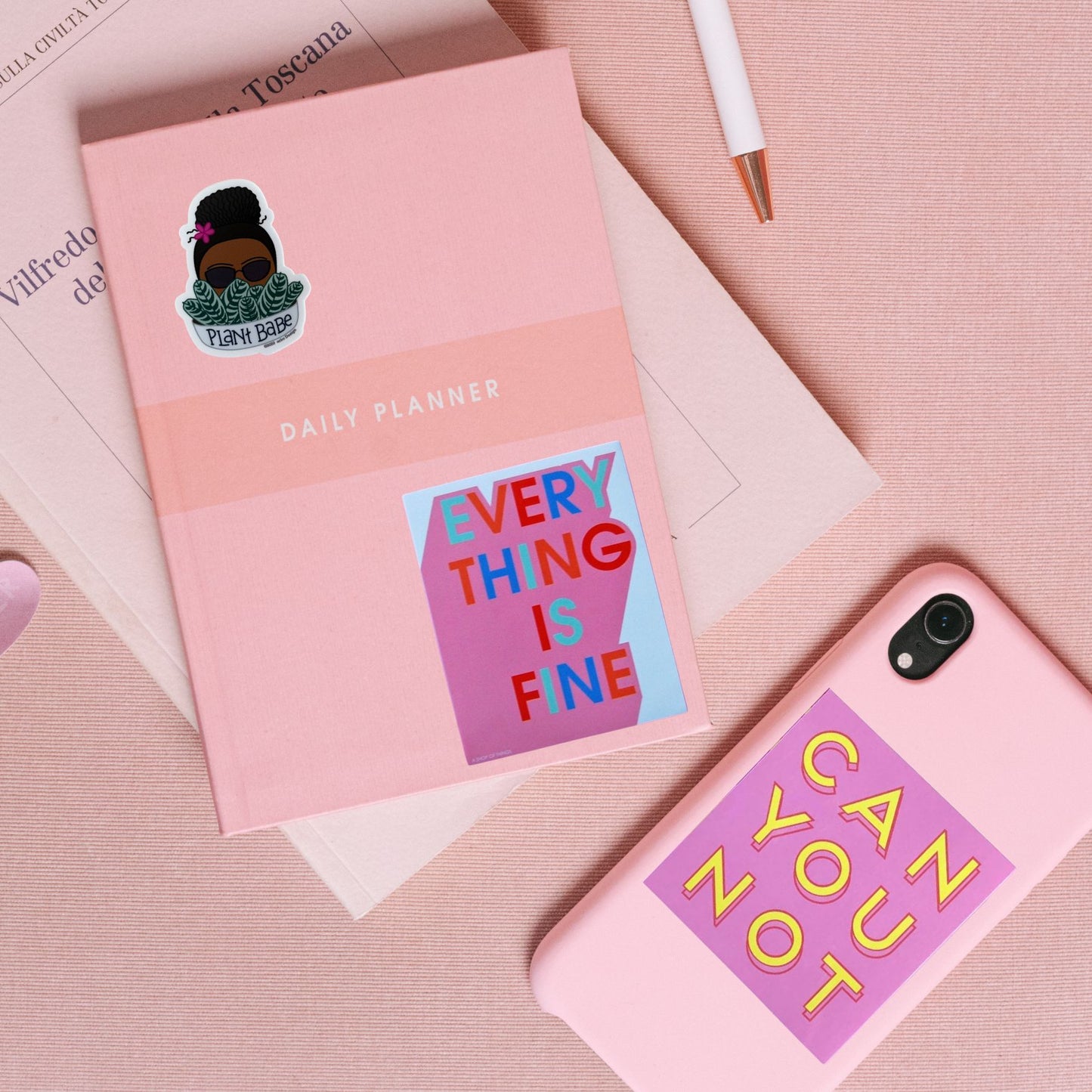 Can You Not Square Vinyl Sticker in Pink