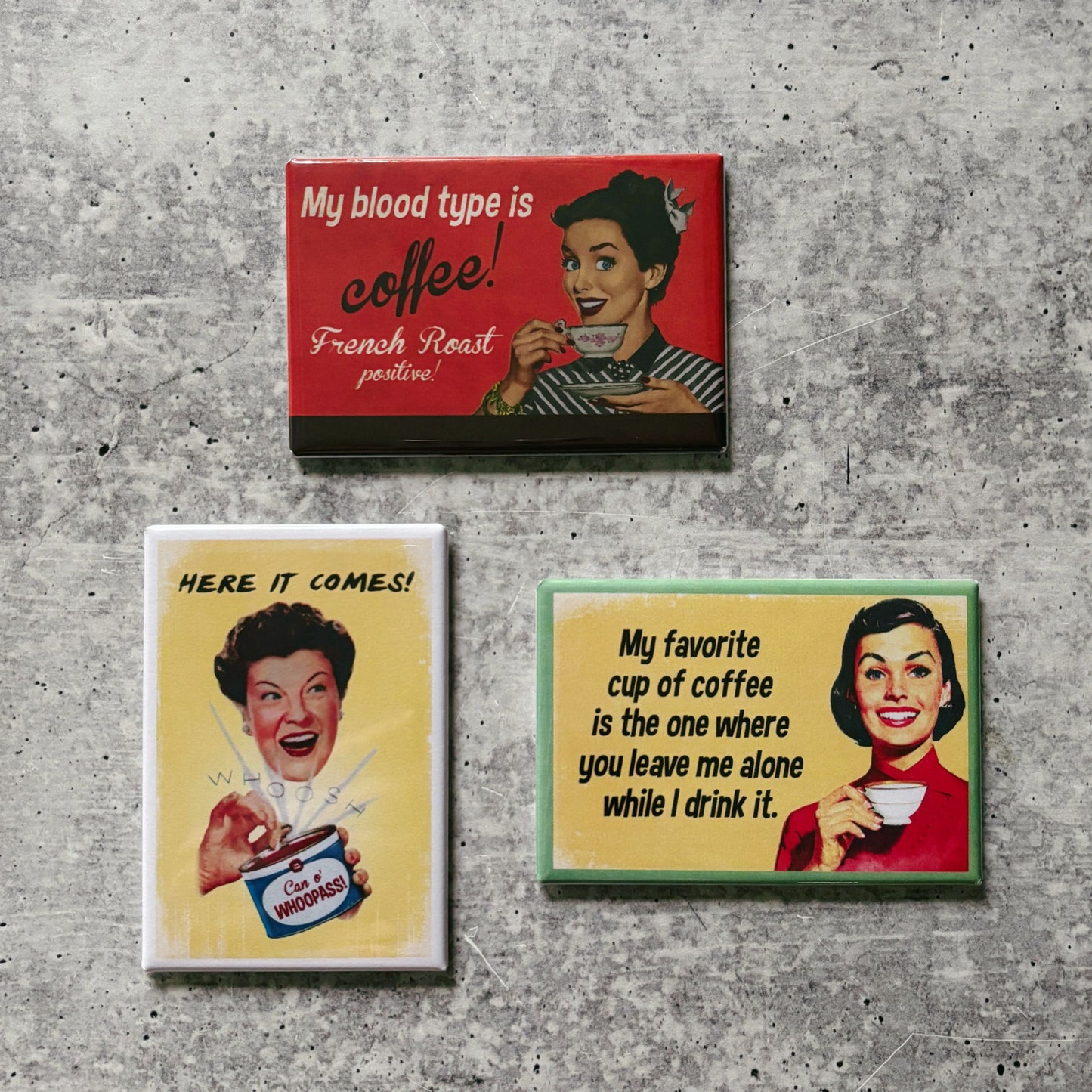 Can 'o Whoopass Funny Refrigerator Magnet | Rectangular Magnetic Surface Decor | 2" x 3"