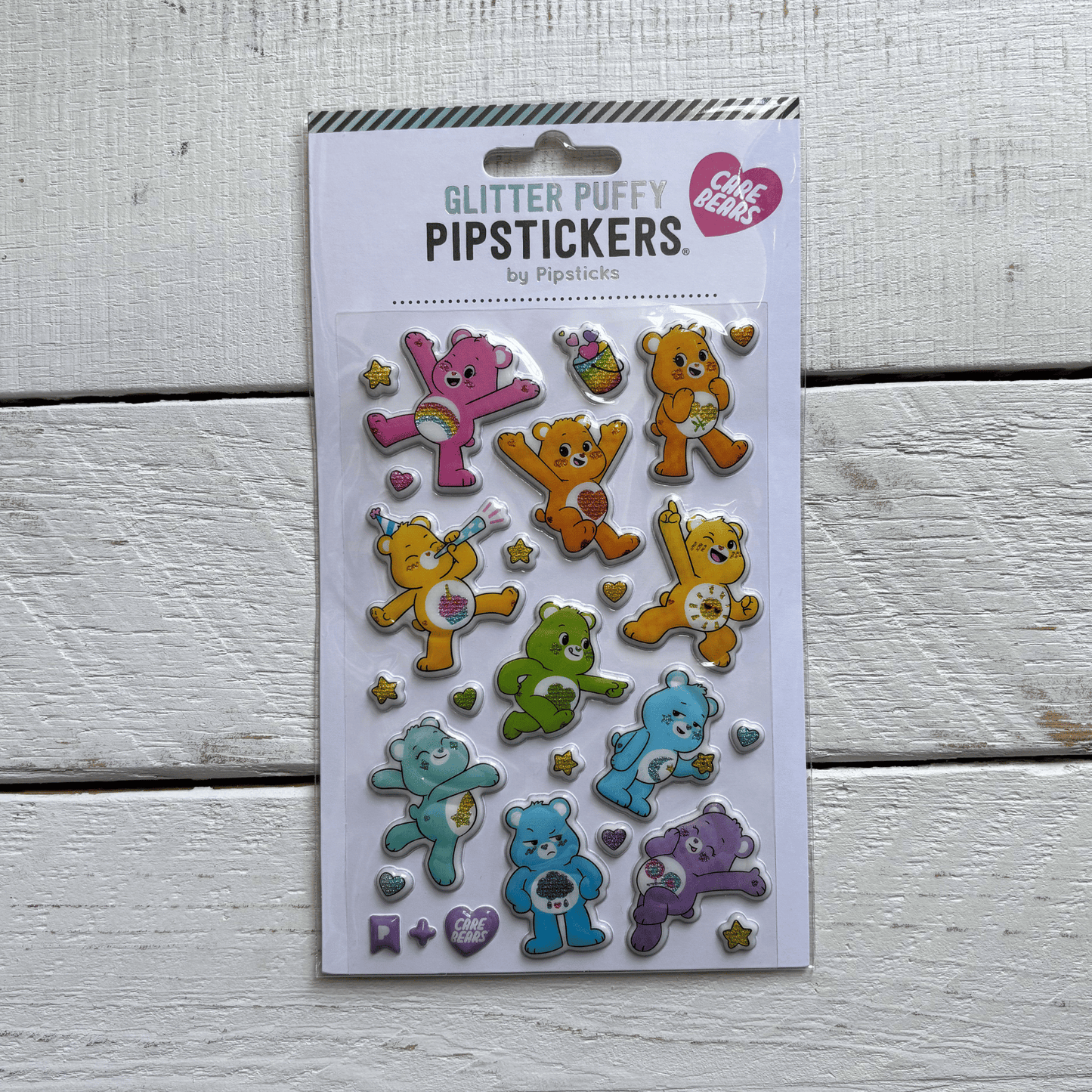 Care Bears Rainbow Friends Glitter Puffy Stickers | Cartoons Retro Decorative Decals | Sticker Lovers Collection