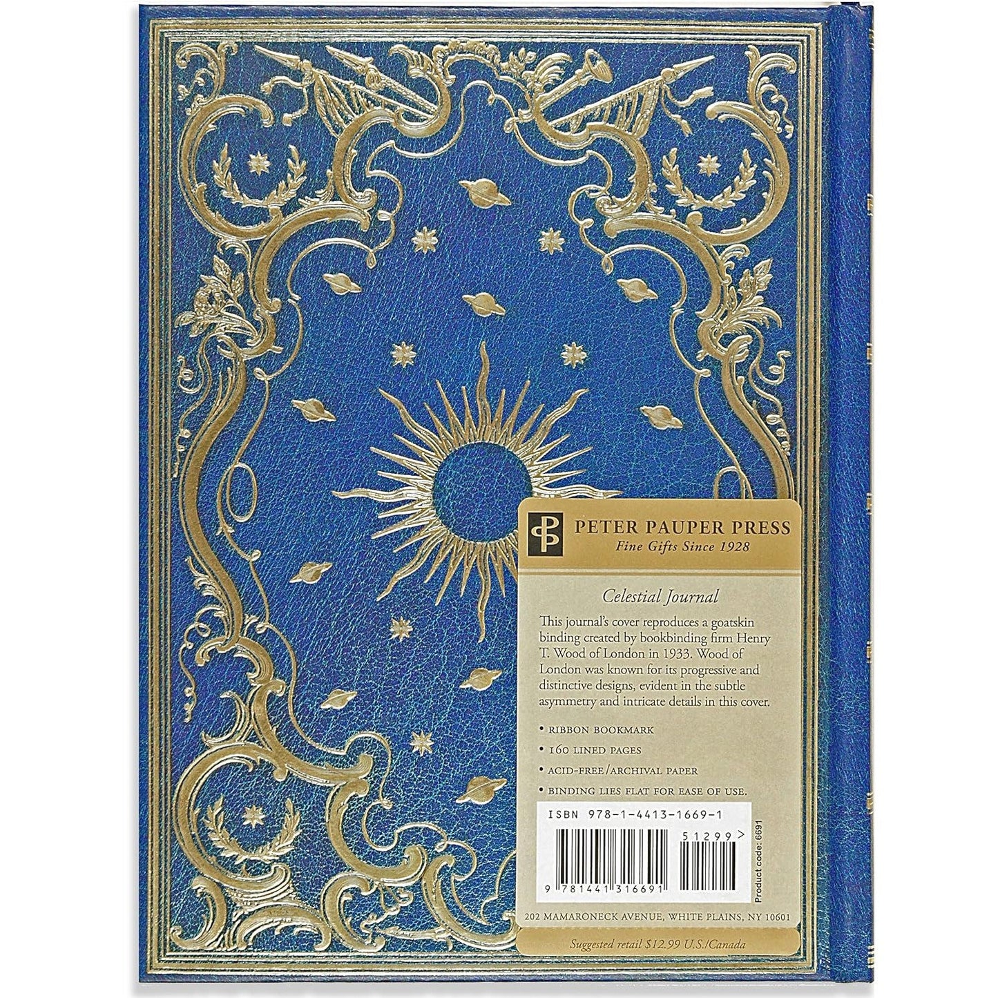 Celestial Journal in Blue and Gold | Sketching, Journaling | 6-1/4'' wide x 8-1/4''