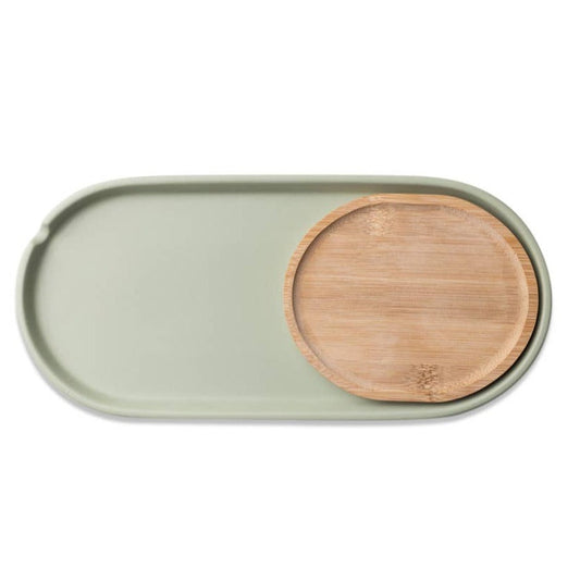 Ceramic and Bamboo Cool Nesting Tray | Decorative Serving Tray