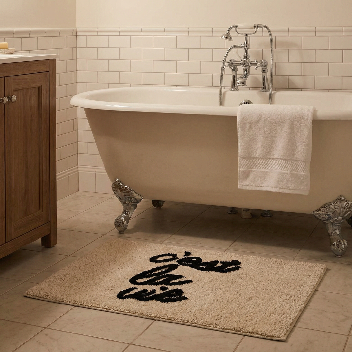C'est la Vie Bath Mat | Soft Bathroom Rug | 20" x 30"