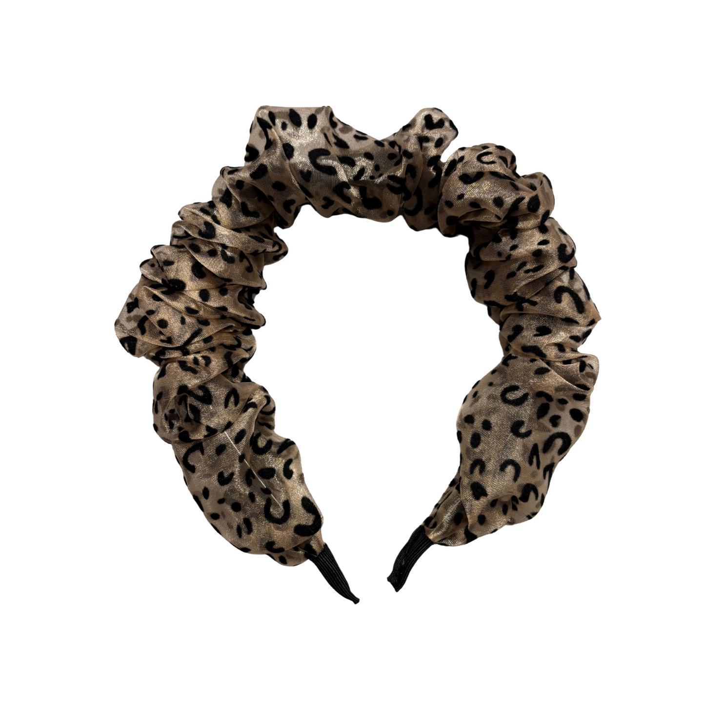 Cheetah Crinkly Chiffon Headband | Poly Satin Animal Print Headpiece Hair Accessory