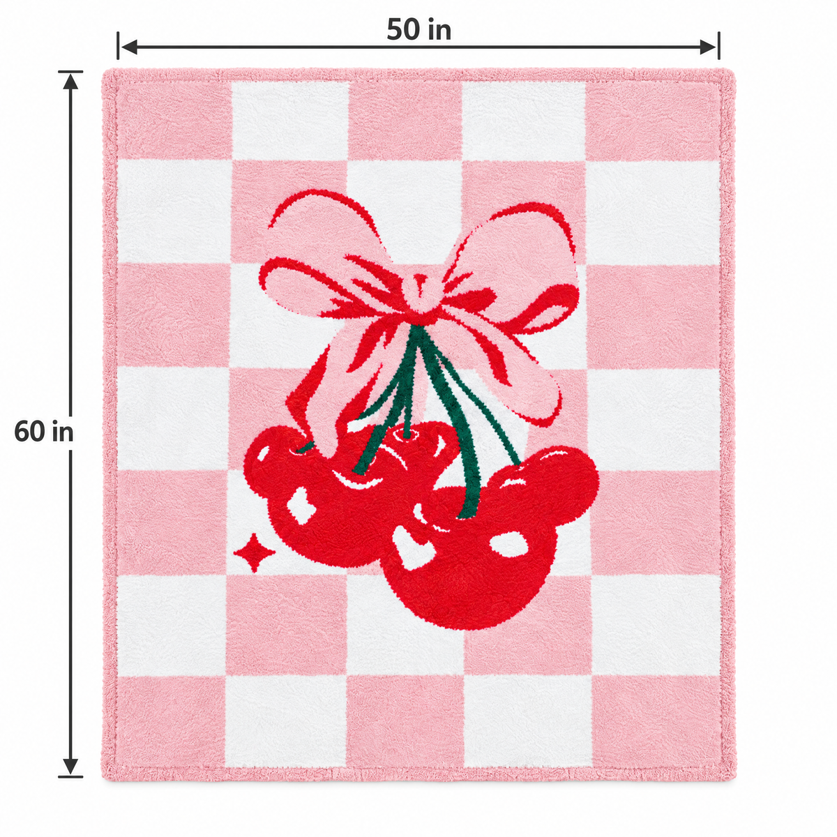 Cherry Bow Check Blanket in Pink Plush-Ellison+Young-The Bullish Store