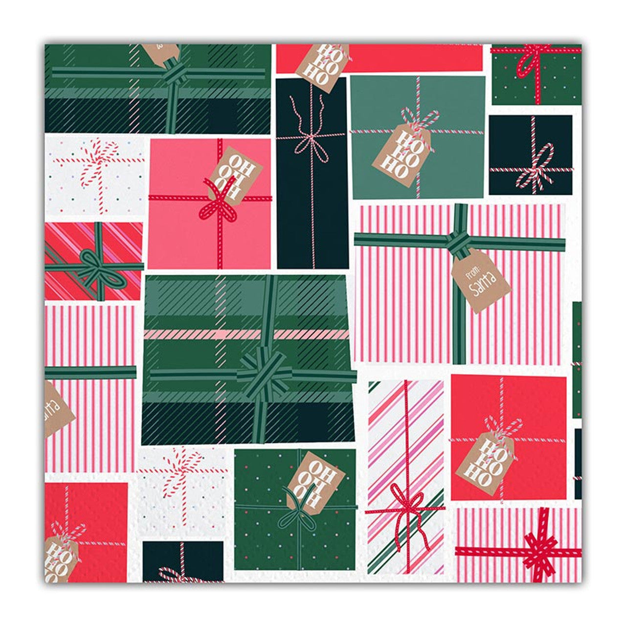 Christmas Presents Beverage Napkins | Holiday Gift Theme Party Cocktail Paper Napkin | 5"